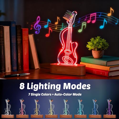 image for RIVPOX Light Up Guitar Pick Holder, Acrylic & Wooden Guitar Pick Displ