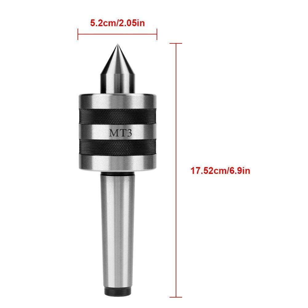 Cône Centre Tour MT3 - Pointe Tournante Précision 0,005mm, Acier T10, Max 3000 Tr/min
