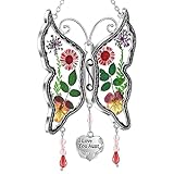 I Love You Aunt New Butterfly SunCatchers Gifts Stained Glass Butterfly Sun Catcher Wind Chime for Windows Happy Mother`s Day Valentine's Day Birthday Christmas Thanksgiving Gift