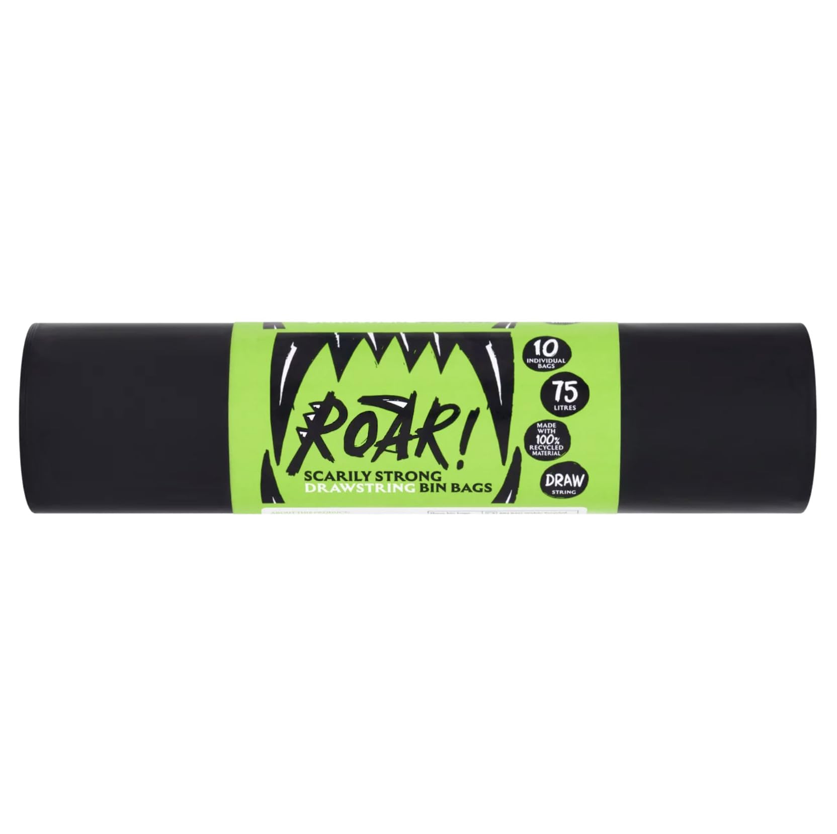 Roar 10 Scarily Strong Drawstring Bin Bags 75 Litres