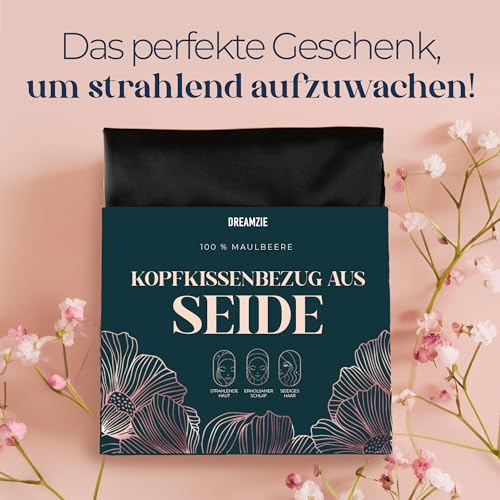 Dreamzie - Seidenkissenbezug 80x80cm - 100% Seide - Schwarz – Ansicht 6