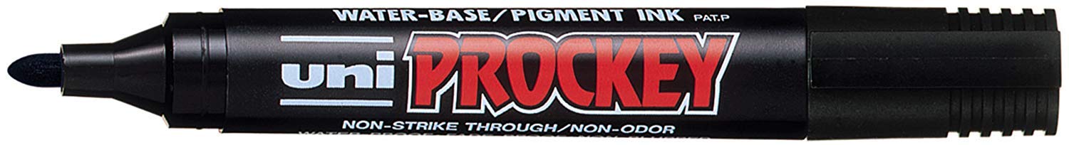 Uniball Uni Prockey PM122-N Marqueur permanent Pointe ogive Corps plastique Encre pigmentée à base d'eau Noir Lot de 12