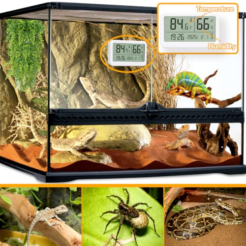Image of Magnetic Reptile Thermometer and Humidity Gauge for Bearded Dragon Accessories, Reptile Tank Accessories for Jumping Spider, Leopard Gecko, Hermit Crab, Gecko, Ball Python, Lizard