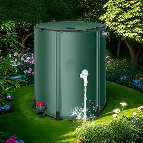 Depósito portátil de 250 litros para recolección de agua de lluvia grande para jardín y contenedor recogedor con espiga para riego y acuicultura, ideal para soluciones de agua ecológicas