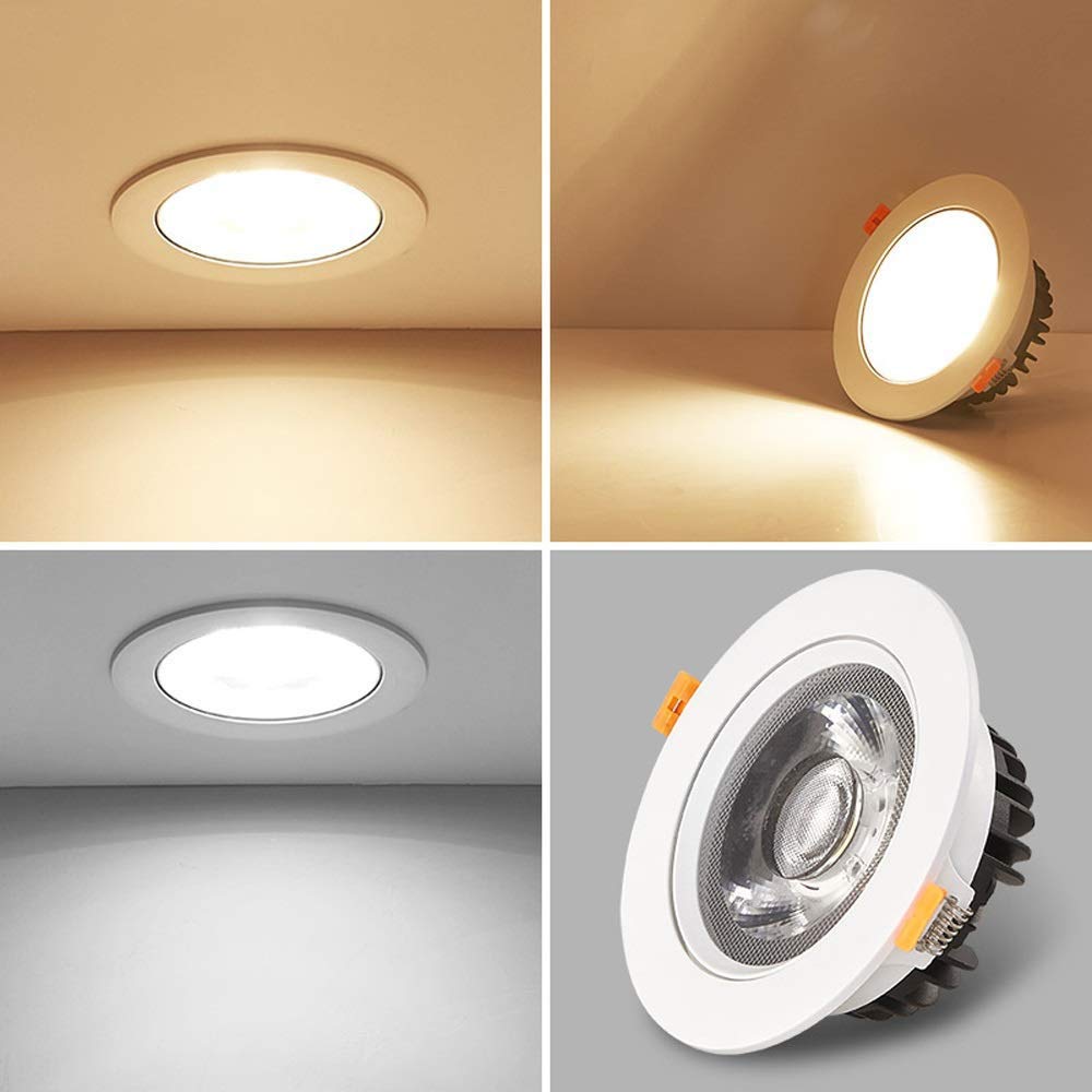 Foco De Techo Led COB Empotrable De 10W/15W/20W, Downlight Empotrable Ajustable, Estilo Moderno Europeo, Luminaria De Montaje Empotrado para Tiendas De Ropa, Porches, Pas,6000k-20W