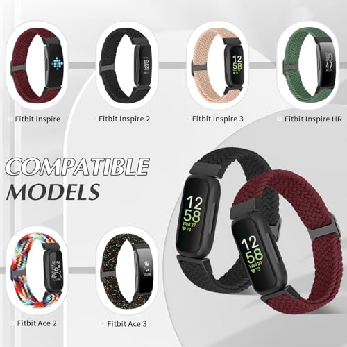 KIBDSNG Adjustable Braided Watch Strap Compatible with Fitbit Inspire 3/Inspire 2/Inspire HR/Inspire/Ace 3/Ace 2, Nylon Elastic Sport Loop Replacement Wristband for Women Men - Image 4