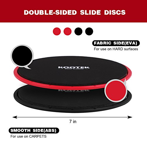 Kootek Resistance Bands and Core Sliders Fitness Kit, 4 Pack Double Sided Gliding Discs Exercise Bands Bundle, Loop Bands and Floor Gliders for Home Gym Workout - Image 4