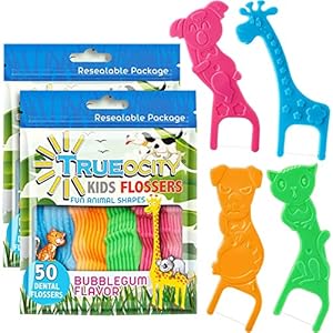 Kids Flossers 2 Pack (100 Total), Kids Floss Picks, Flossers Kids, Floss for Kids, Cute Animal Shapes, Glides Easy Between Teeth, Flosser Helps Prevent Tooth Decay & Gum Disease, Bubble Gum Flavored