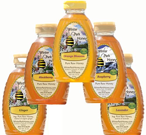 Tea Honey Sampler (Pure Natural Raw Honey) 5X16Oz #TOP12