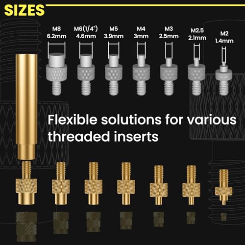 Image of 2 Sets Heat-Set Insert Tips, 3D Printer Soldering Tips for Thread Inserts M2 M2.5 M3 M4 M5 M6 M8, Heat Soldering Iron Tips Set with Storage Box for Plastic 3D Printer Components