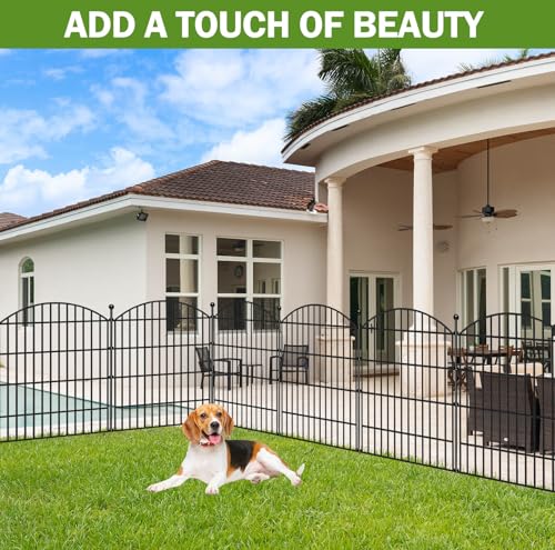 IMSGVIFO Steckzaun Metall,Teichzaun 80cm Hoch,10x Oberbogen Rund Dekorativer Gartenzaun,Gitterzaun Set Beetzaun Zaunelemente Steckzaun für Hunde Teichumrandung Hühnerzaun Schafzaun,Anthrazit