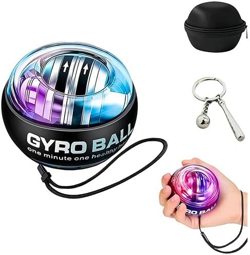 Hand Grip Strengthener Ball Wrist Ball gyro ball Exerciser Auto-Start Hand Exerciser Devices with LED Lights for Strengthening Arms hand strengthening devices