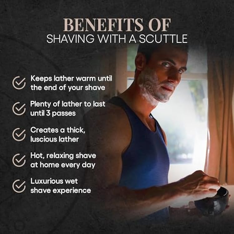 Naked Armor Savanna Shaving Scuttle Mug Kit - Handcrafted Porcelain Scuttle for Hot Lather Shaves - Includes Badger-Friendly Brush & Organic Shave Soap - Premium Wet Shaving Set for Men