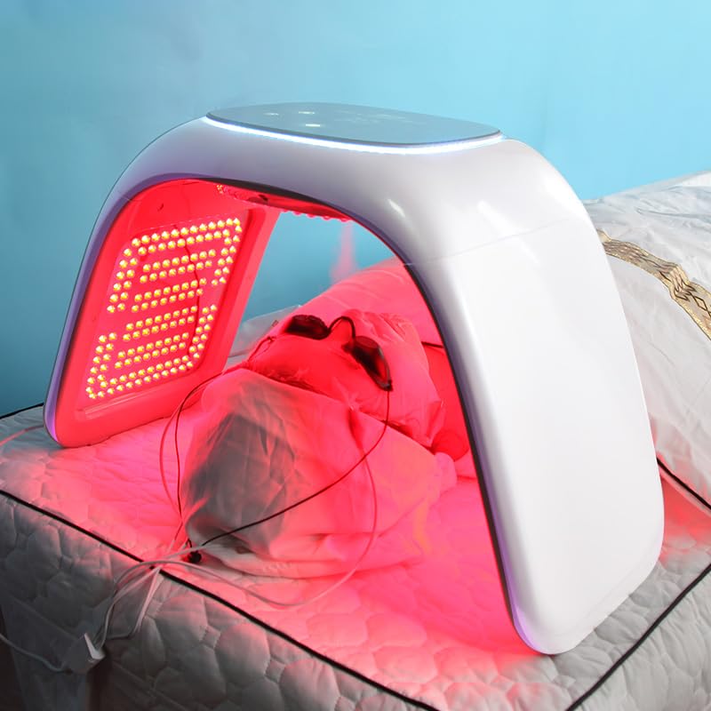 Elitzia Maska na twarz LED z 6 kolorami + światło UV do terapii twarzy z sprayem do pielęgnacji skóry, głęboko nawilża, maska terapeutyczna przeciw starzeniu się skóry, odmładzająca skórę ETLED069