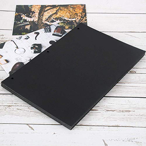 YILEEY Fotoalbum Schwarze Seiten Scrapbooking Papier 26x17.5cm, Schwarze Nachfüll Seiten für Scrapbooking Album 28 x 21cm, Packung mit 20