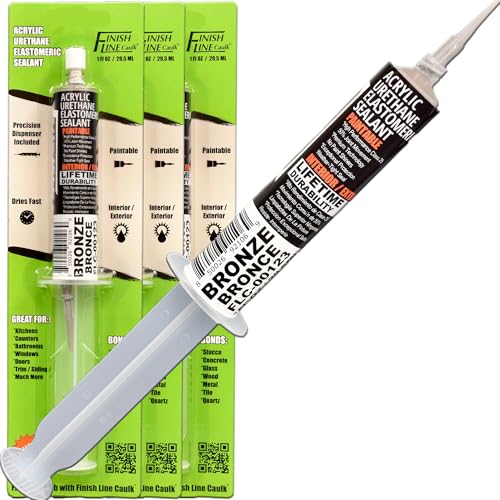Image of Acrylic Urethane Elastomeric Sealant - Pre-Filled Precision Caulk Gun - Dark Brown /Bronze - 3 - Pack - Flexible & Durable Sealant for Trim, Baseboards, and Small Cracks