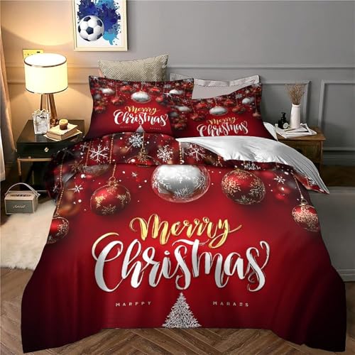 Housse de couette Noël hypoallergique rouge fermeture éclair