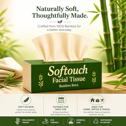 Image of Softouch 2 Ply Face Tissue 100 Pulls Each Box (200 Sheets) Pack Of 6-600 Pulls (1200 Sheets)