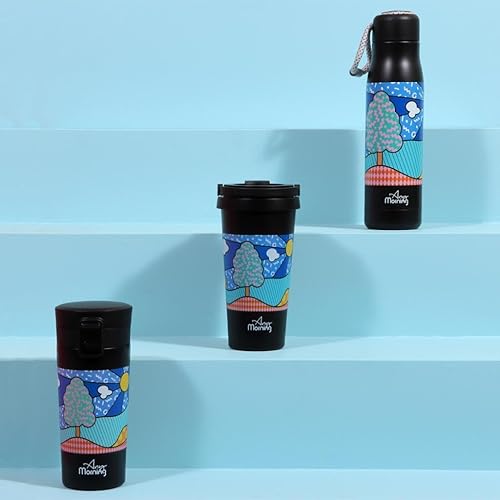 Miniatura 5 de Any Morning Vaso de café de acero inoxidable para bebidas calientes con base antideslizante, doble pared aislada al vacío, tapa a prueba de fugas,