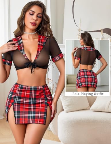 Avidlove School Girl Lingerie Women Sexy Costume Cosplay Halloween Outfit - image 6
