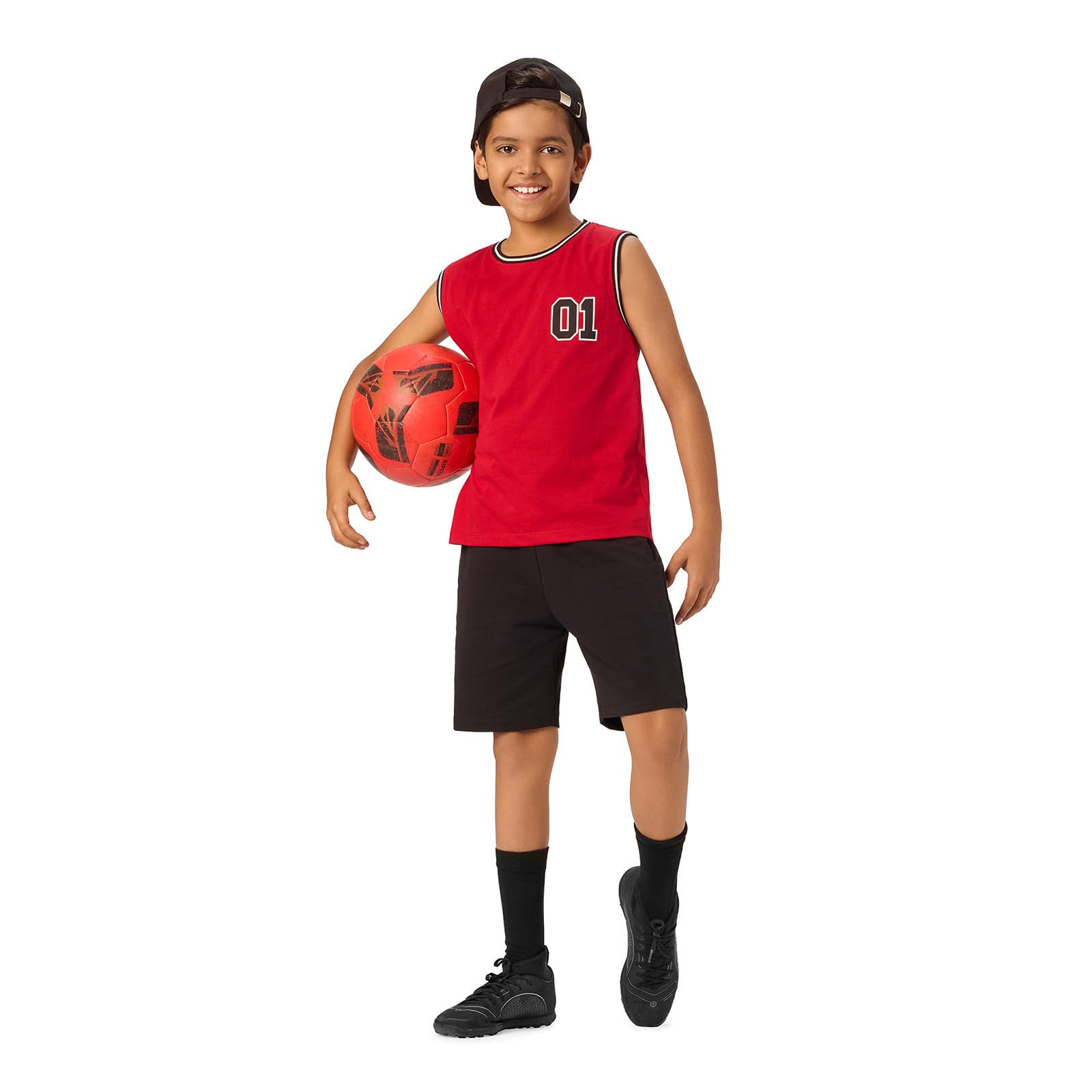 YouGotPlanB Boys' Cotton Shorts | Super Soft & Breathable | Relaxed Fit with Elastic Waist & Drawstrings | Side Pocket for Essentials | Ideal for Playtime, Lounge Black 3