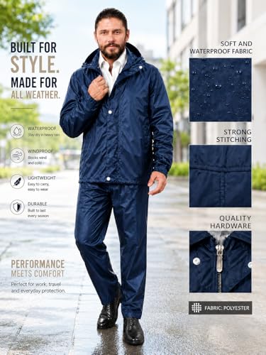 Image of La' exclusivite Classivo Waterproof Reversible Raincoat for men (IN, Alpha, M, Aquaroyale Blue)