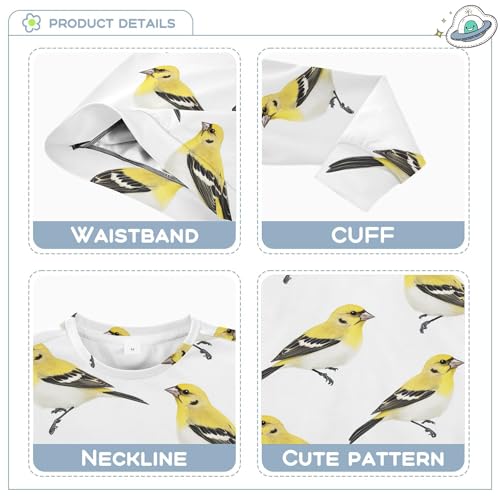 JUNZAN Aesthetic American Goldfinch Birds White Big Boys Sweatshirts Hoodies Crewneck Hoodies for Girls Athletic 4T3