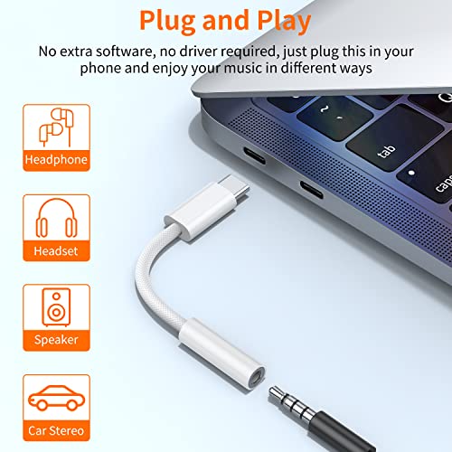 image for JXMOX USB Type C to 3.5mm Female Headphone Jack Adapter (2-Pack), USB 