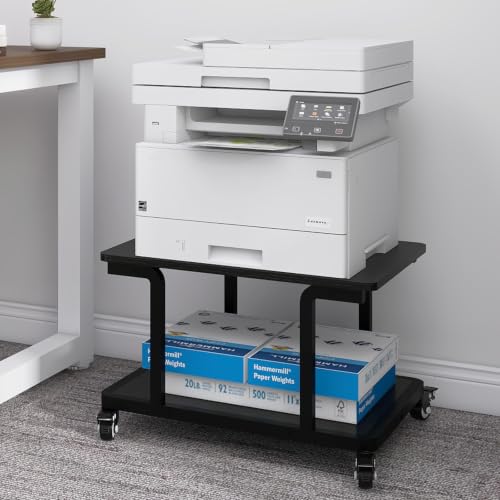 Image of Natwind 2 Tier Laser Printer Stand,24''x20'' Under Desk Printer Cart, Black