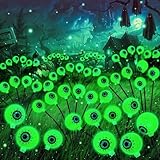 NHYDZSZ 2 Stück Halloween Deko Outdoor, 16 Halloween Augapfel Gartenlichter, Solar Gartenlichter, IP65 Wasserdicht Deko Lichterkette für Außen Garten,Terrasse,Hof Garten,Spukhäuser und Party(Grün)