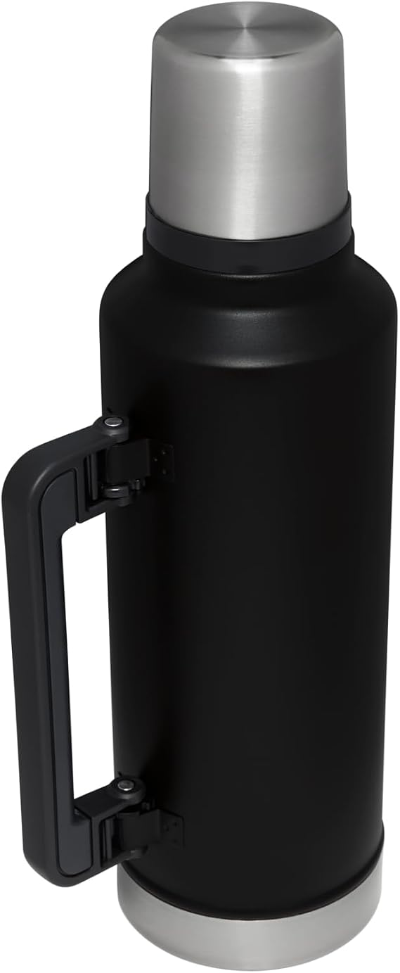 Stanley Classic Legendary Vacuum Bottle 2.0 qt | Wide Mouth with Leakproof Cup Lid | Keep Drinks Hot or Cold | Packable for Travel | Insulated Stainless Steel Thermal Bottle | BPA-Free | Black 2.0