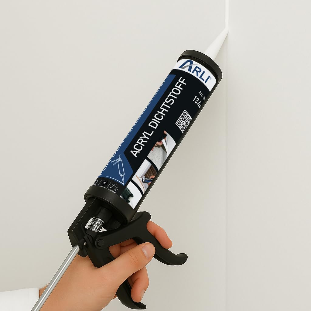 24x ARLI Acryl Maleracryl Dichtstoff 310ml weiß Universal Bauacryl Fugenmasse überstreichbar für Anschlussfugen Fugen Risse Fenster Türen Putz Beton Holz Wand Dichtmasse innen außen (24 Kartuschen)