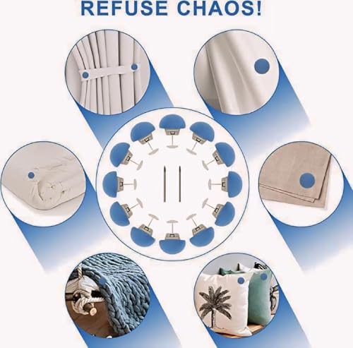 Image of Bed Sheet Clips Duvet Cover Pins, Non-Slip Quilt Holder Mushroom Fixator, Comforter Clamp Anti-Movement Blanket Fasteners with One-Key Unlock, Bedding Grip Set,Blue and Pink (4, Blue & Pink)