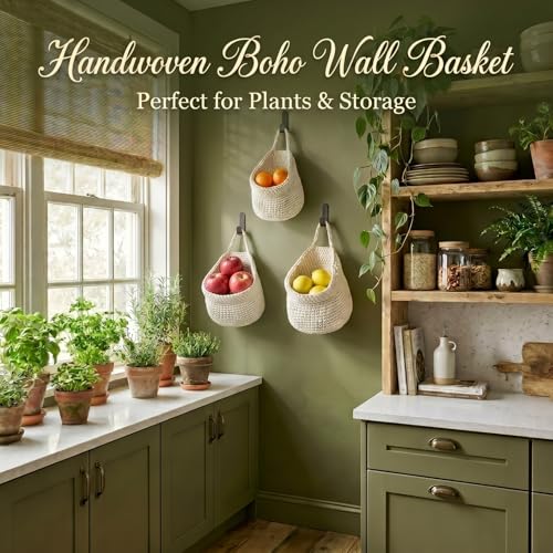 Image of Honeydak 3 Hanging Baskets, White, Barrel, Cotton Rope