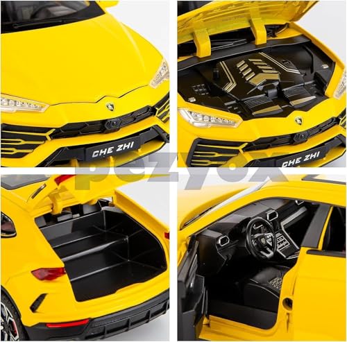 Image of 1:24 Lamborghini Urus Car Model, Diecast Pull Back Car Toy car, Doors Open, Light and Sound, Boys Toys Kids Adults Gifts (Yellow)