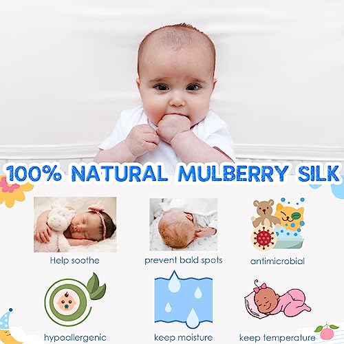 Image of PROMEED 100% Mulberry Silk Bassinet Sleeve for Baby Bald Spots, Preminium 23 Momme Silk Bassinet Half Sheet for Baby Hair Loss (White)