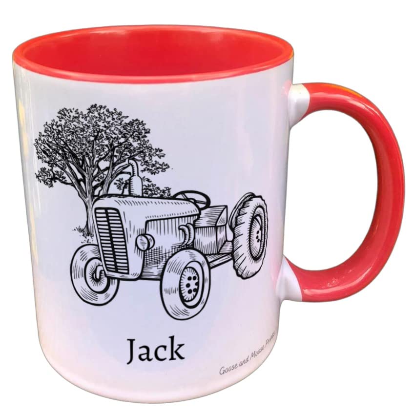 Personalised Tractor Mug Gift - Present for Tractor Lovers - Gifts for Tractor Drivers - Personalised Vehicle Mug - Country Style Mug (Yellow)