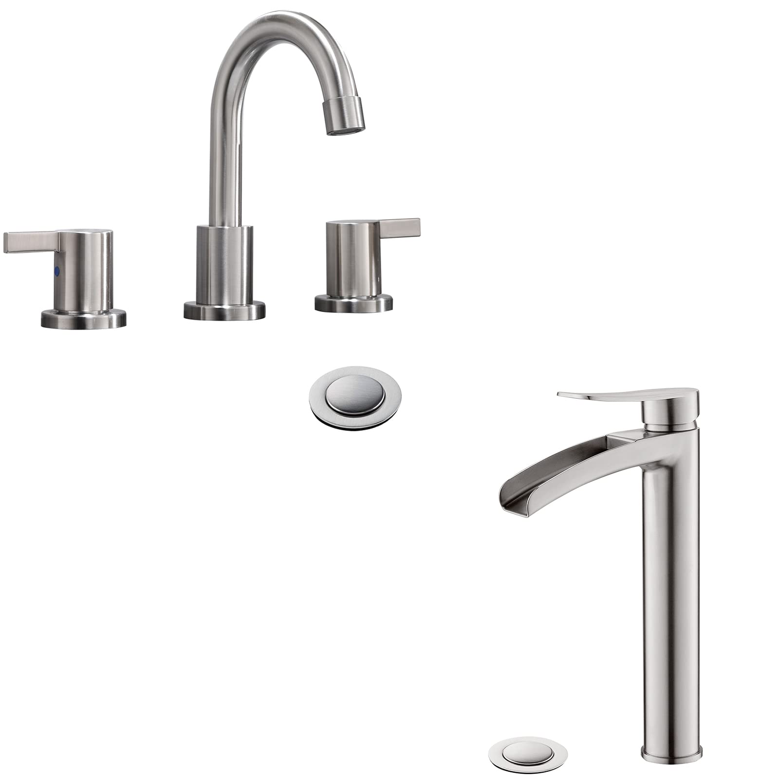 Sxithgkdw Brushed Nickel Bathroom Faucet By, With Metal Pop Up Drain, Wf015-1-Bn+Ns-Sf01-Bn-V
