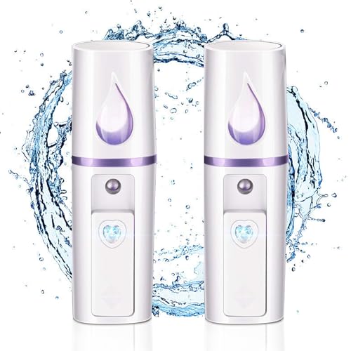 Xrten 2 Piezas Nano Pulverizador, Mini Rociador de Niebla, Nano Mister para Pestañas, Vaporizador Facial Portatil, para Hidratante Facial, Belleza, Maquillaje, Makeup