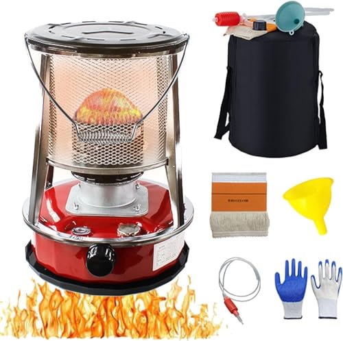 PXDOHQAW Calentador de Queroseno,Calentador de Queroseno sin Electricidad para Patio de Tienda de Camping,Para Calentar Y Cocinar/Red/32 * 32 * 46Cm
