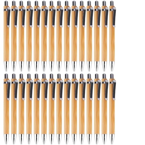 NCZCDZSW 30 Stück Kugelschreiber Hochwertiger Kugelschreiber mit Nachhaltigem Holz Ergonomischer Bambus Holzkugelschreiber für Alltag Büro Schule Bürobedarf