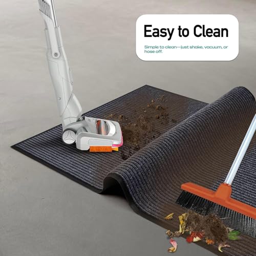 Image of MaxMat 4-Pack Extra Large 3x5 Ft Heavy Duty Door Mats - Tough Rubber Backing, Traps Mud, Dirt & Water, Low-Profile, Easy to Clean - Ideal for Front Door, Back Door, Garage & Mudroom (Grey)