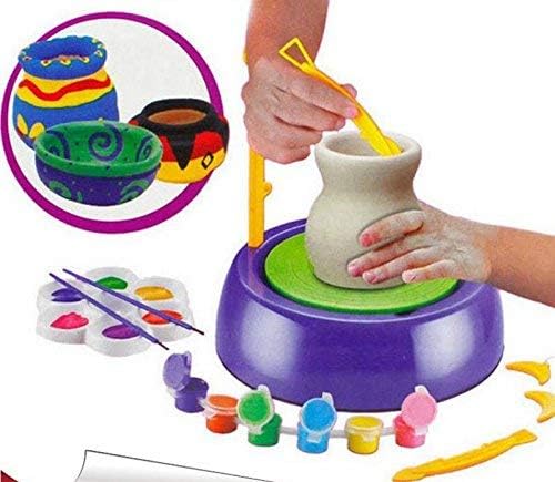 HUAWELL Pottery Wheel, Pottery Studio Kit, DIY Pottery Studio with Apron, Craft Activity with Stickers, Artist Studio, Ceramic Machine with Air-Dry Clay, Educational Toy for Kids Beginners 2 515uyiVG 5L. AC