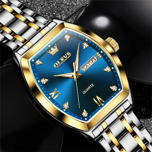 Image of OLEVS Men Watches Square Business Dress Diamond Analog Quartz Date Luxury Watch for Men Casual Stainless Steel Waterproof Luminous Wrist Watch
