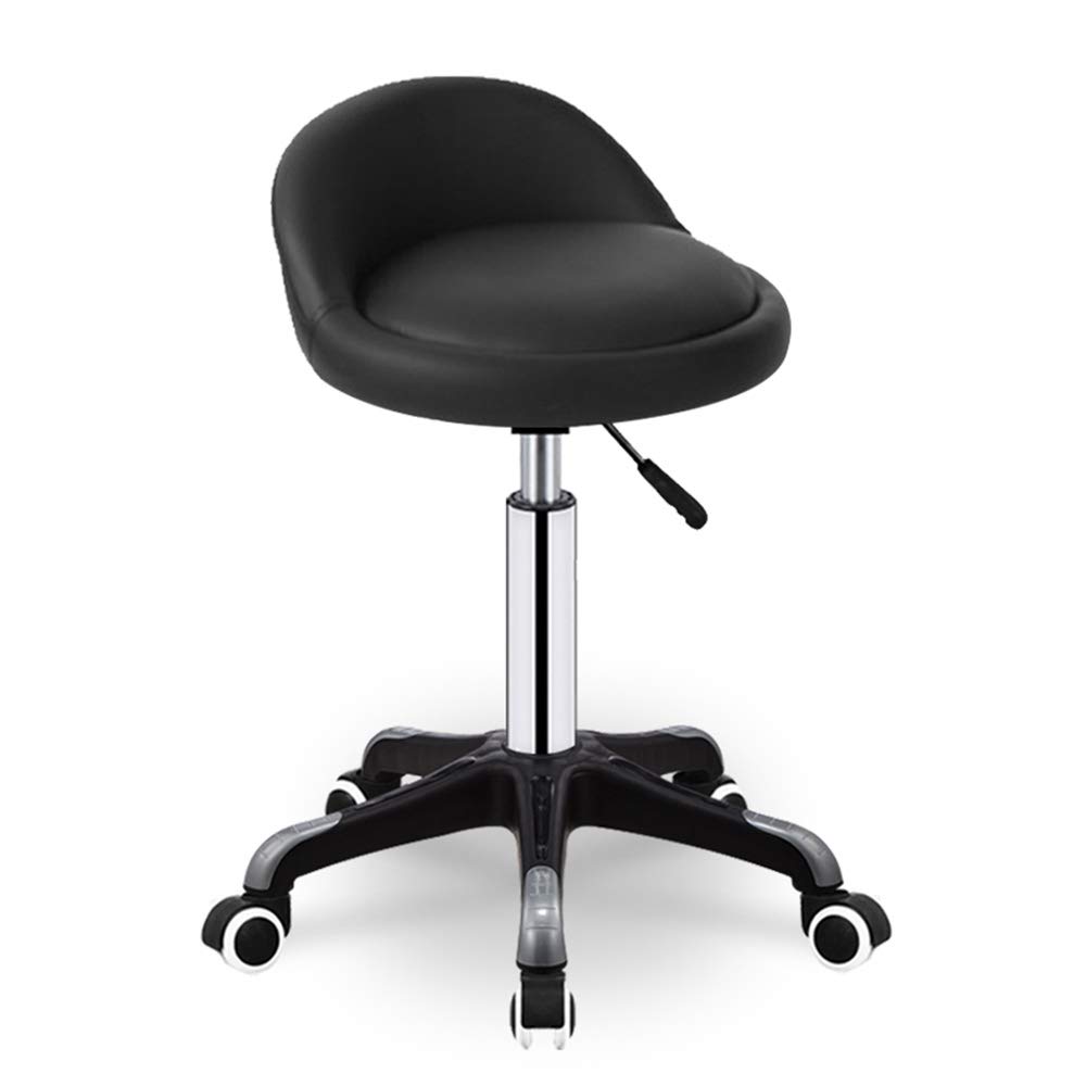 Tabouret de bar réglable avec dossier chaise pivotante roulante 5 roues - 5
