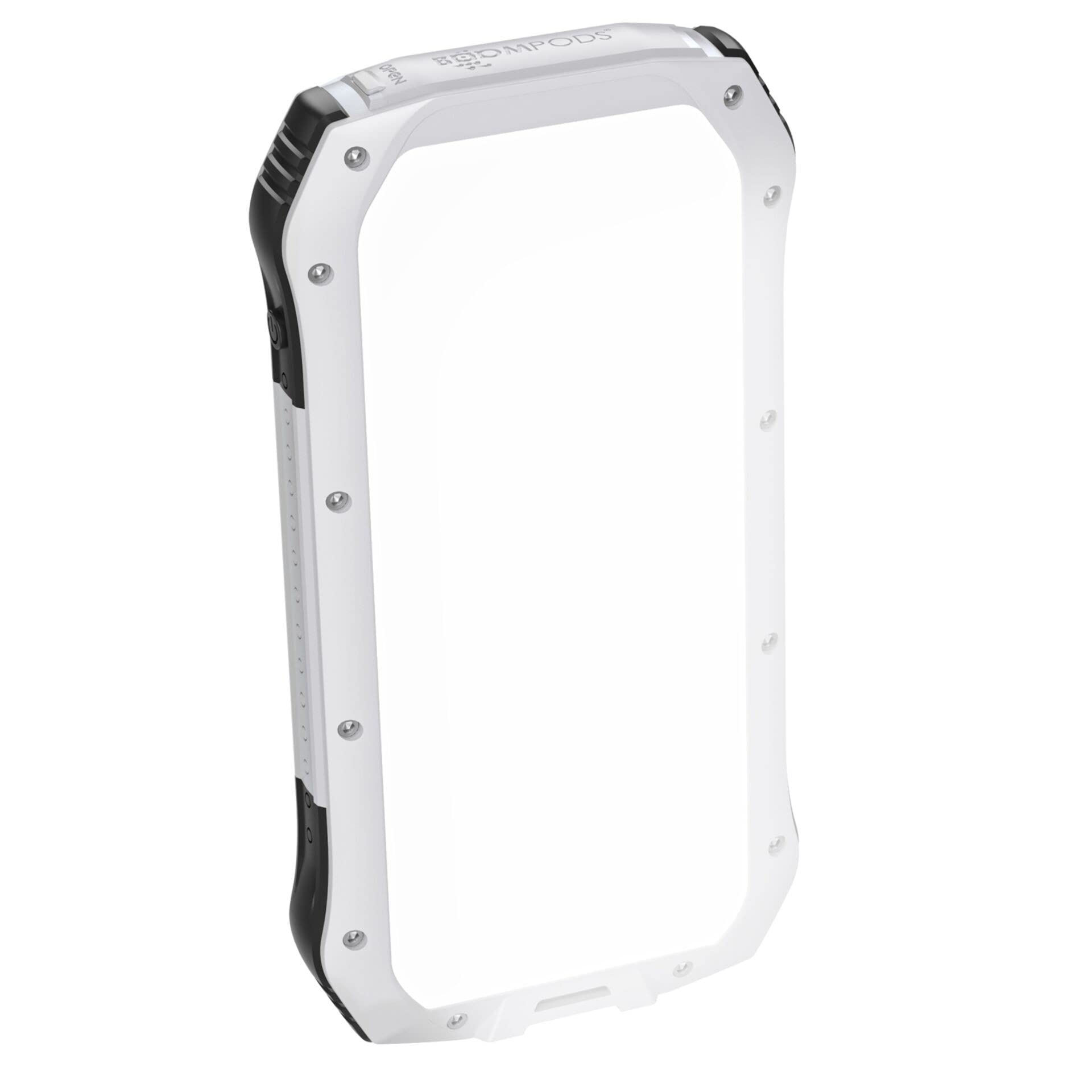 Boompods Neutron Powerbank Solare 10.000mAh - Caricabatterie Portatile con Torcia e Doppia Porta USB, Power Bank Impermeabile IPX4 con Pannello Solare, Per Campeggio e Viaggi, Bianco