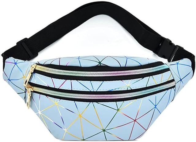 Estwell Bum Waist Bag Festival Fanny Pack 3 Zip Pockets Fashion Waterproof PU Leather Waist Pouch Travel Holiday Waist Pack for Women Ladies Girls