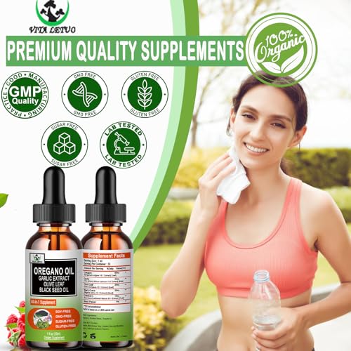 Vita Letuo Organics Oregano Oil Liquid Drops,Oil Of Oregano 6000Mg With Black Seed Oil Garlic Extract Olive Leaf Elderberry For Immune,Digestive Support & Antioxidant,Seasonal Support Supplement For Women Men thumb #4