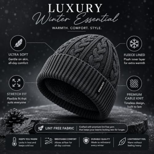 Image of Winter Cap for Men & Women Stylish, Beanie Cap, Woolen Cap for Man & Woman with Fur Inside, Round Shaped