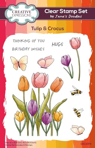 Jane's Doodles Clear Creative Expressions Tulip & Crocus 4 in